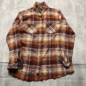 Legendary Whitetails Buck Camp Flannel Shirt Mens XXL Orange White Plaid